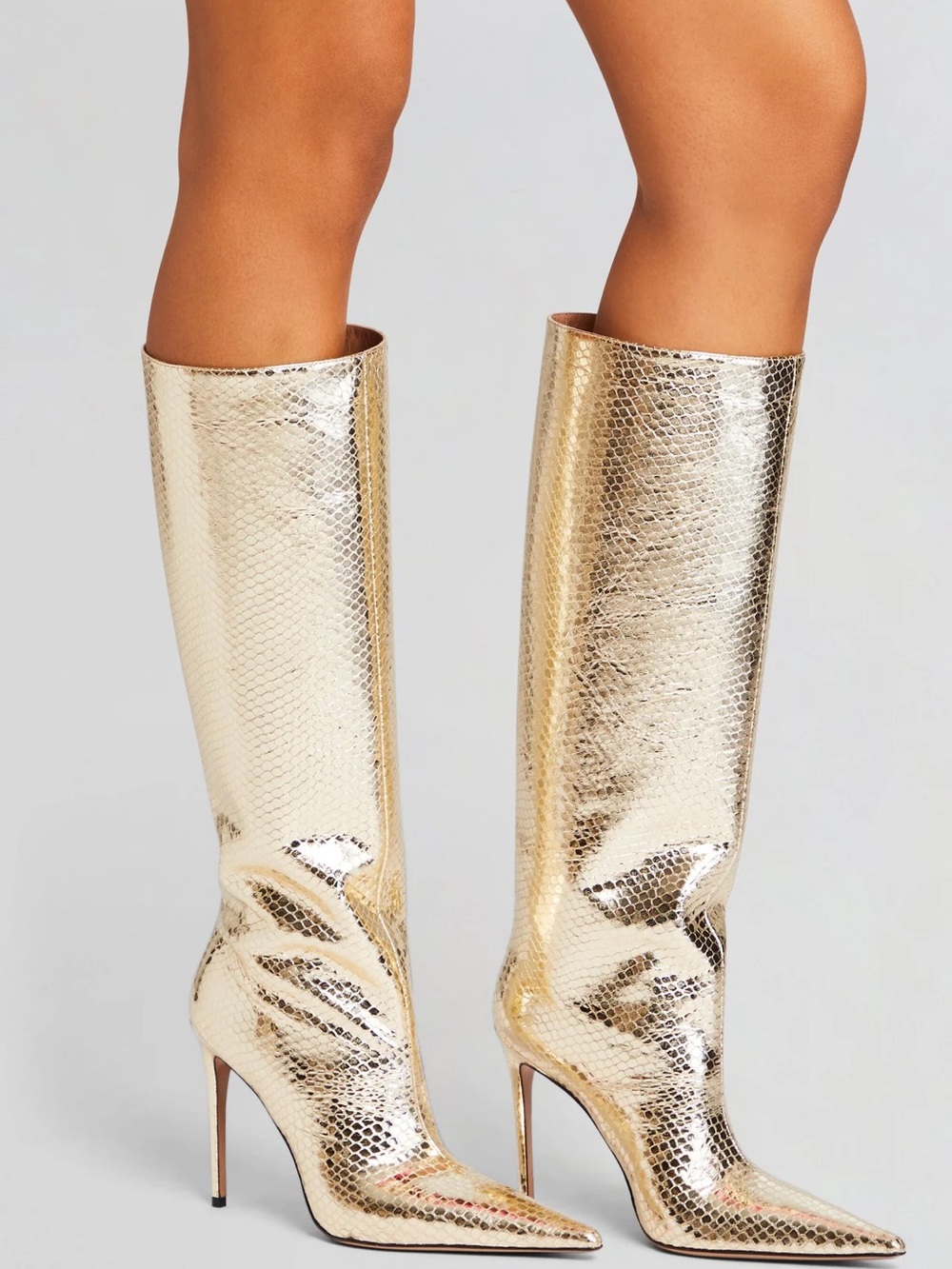 Gold Retrofete Frida Stiletto Boots